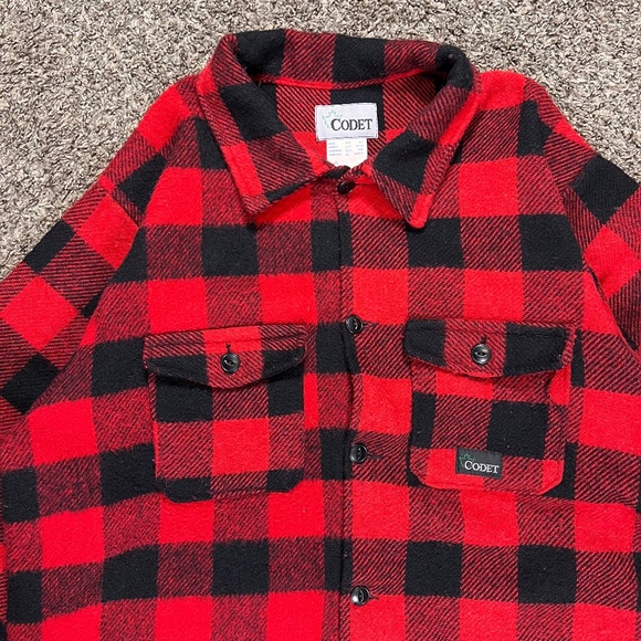 1980's Vintage Codet Red Black Checkered Flannel - Picture 2 of 5